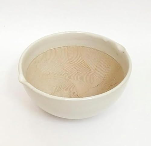 Mino Ware Made in Japan Ripple Ridge Mortar and Pestle Suribachi Surikogi Set 66 Inches for Both Right and Left Handed Ivory Authentic Mino Ware Pottery M88238