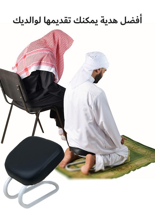 Laravel Prostration chair is a prayer chair for Muslims - Prayer Support Stool, Padded Leather Seat, Ergonomic Design for Comfortable Prayer Position, Meditation Stool Mindfulness Prayer Kneeling Stool Yoga Chair, Black, 25x28x22.5cm كرسي السجود من قيام، راحة ودعم أثناء الصلاة - صنع بأيدي سعودية  - Image 3