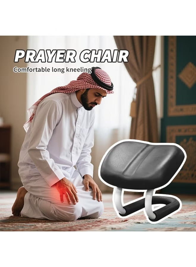 لارافيل كرسي السجود هو كرسي صلاة للمسلمين - مقعد داعم للصلاة، مقعد جلدي مبطن، تصميم مريح لوضع الصلاة المريح، مقعد التأمل، مقعد الركوع للصلاة، كرسي اليوجا، أسود، 25 × 28 × 22.5 سم كرسي السجود من صلاة، راحة تدعم أثناء الصلاة - صنع بأيدي سعودية - Image 4