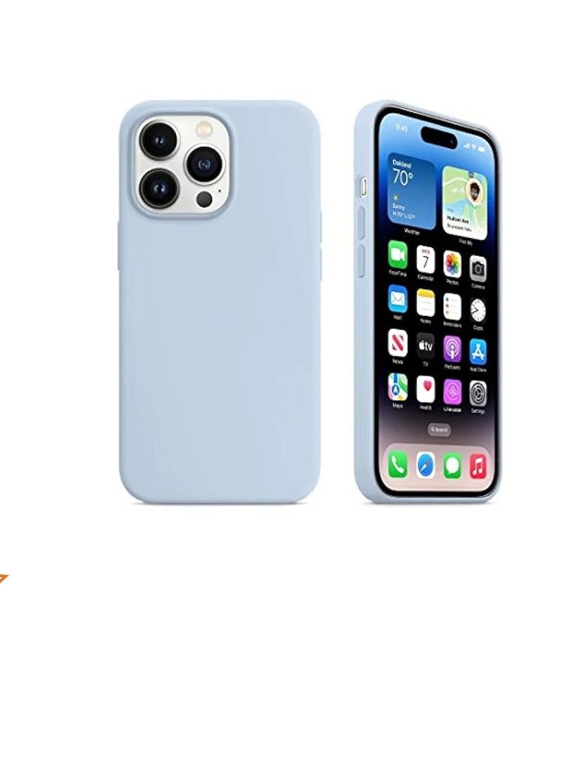 Compatible with iPhone 14 Pro max Case, Liquid Silicone Case, Full Body Protective Cover, Shockproof, Slim Phone Case, Anti-Scratch Soft Microfiber Lining - Baby Blue - Image 1