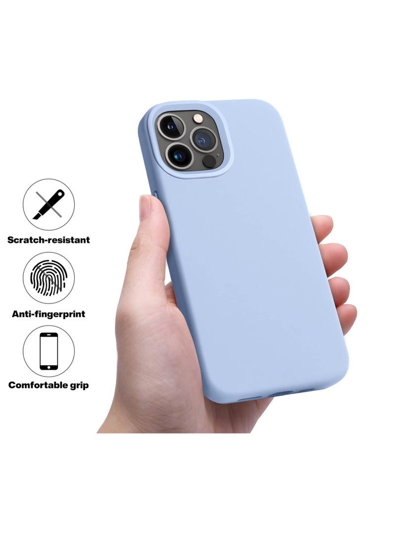 Compatible with iPhone 14 Pro max Case, Liquid Silicone Case, Full Body Protective Cover, Shockproof, Slim Phone Case, Anti-Scratch Soft Microfiber Lining - Baby Blue - Image 4