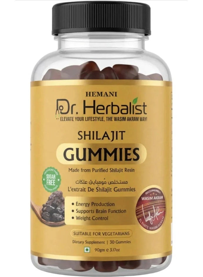 Hemani Dr. Herbalist Shilajit Gummies 90g (30 Gummies) – Energy, Brain Function & Weight Control Support - Image 1