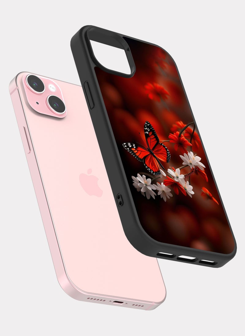 بكسلات كفر ايفون 15 بلس فراشة احمر - Image 2