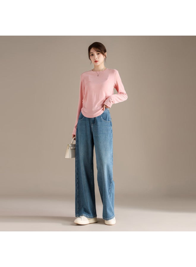 Rain.cun High-waisted Slimming Straight-leg Pants For Women, New Style For Autumn/winter Loose Wide-leg Jeans, Floor-length Trousers - Image 3
