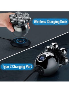 Bukela Electric Razor for Men, Multifunctional Bald Head Shaver Grooming Kit, Waterproof 5 in 1 Cordless Rotary Shavers with Wireless Charging Pad, Beard Hair Nose Trimmer Wet and Dry  - Image 4