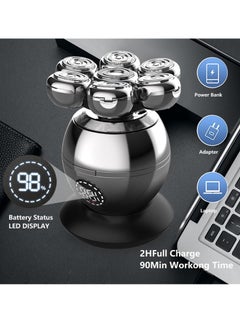 Bukela Electric Razor for Men, Multifunctional Bald Head Shaver Grooming Kit, Waterproof 5 in 1 Cordless Rotary Shavers with Wireless Charging Pad, Beard Hair Nose Trimmer Wet and Dry  - Image 3