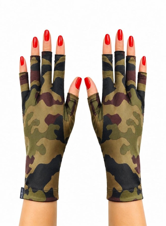 ManiGlovz - The Original UPF 50+ UV Light Protective Nail Gloves | Gel Manicure Gloves and Anti-UV Fingerless Gloves for Women | Can be Used as Sun Protection Gloves for Driving | CamoCraze Print - Image 1