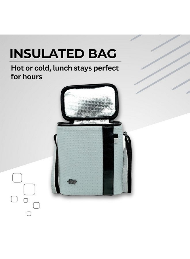 KOI Luxe Lunch Box Set with Insulated Bag Pack of 3 Microwave Safe Steel Containers with BPA-Free Lids (290ml, 450ml, 600ml), Plastic Pickle Box (180ml), and Steel Water Bottle(750ml)- Grey - Image 5