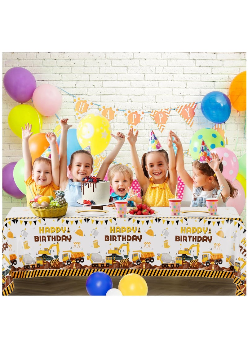 3Pcs Construction Birthday Party Supplies Tablecloth, Construction Theme Rectangular Truck Plastic Table Cover for Kids Boys, Large Size 54 x 108 Inch  - Image 2