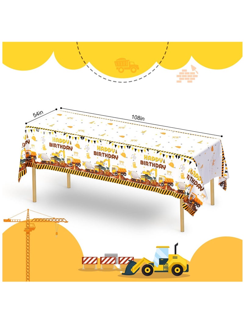 3Pcs Construction Birthday Party Supplies Tablecloth, Construction Theme Rectangular Truck Plastic Table Cover for Kids Boys, Large Size 54 x 108 Inch  - Image 5