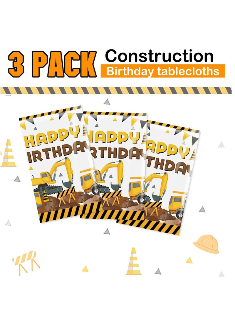 3Pcs Construction Birthday Party Supplies Tablecloth, Construction Theme Rectangular Truck Plastic Table Cover for Kids Boys, Large Size 54 x 108 Inch  - Image 4