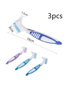 Qian 3 Pcs Denture Cleaning Brush Portable Cleaning Brush False Teeth Brushes for Denture Care Denture Cleaner with Multi-Layered Soft Bristles and Dual Angled  - Image 2