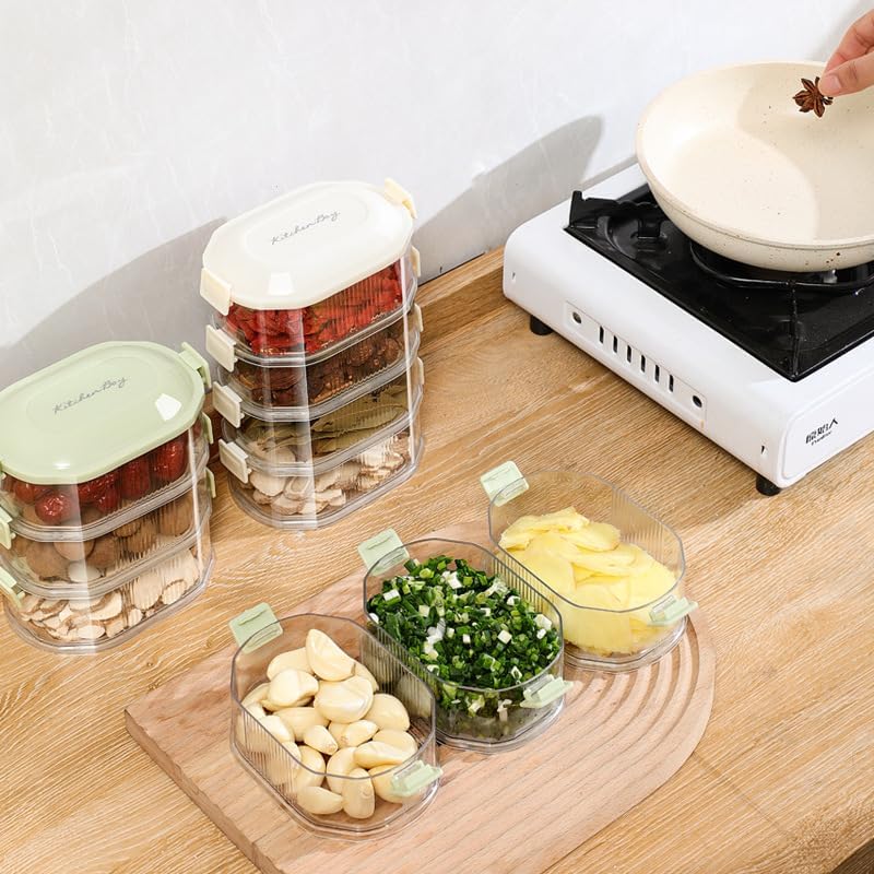 WOX MOX WOX MOX Containers For Condiments 4Layer Storage Box Stackable Kitchen Condiment Jars With Lids Leak Proof And Food FreshKeeping Box For Fruit Snack And Spice Seasoning Storage Box 4 Layer  - Image 4