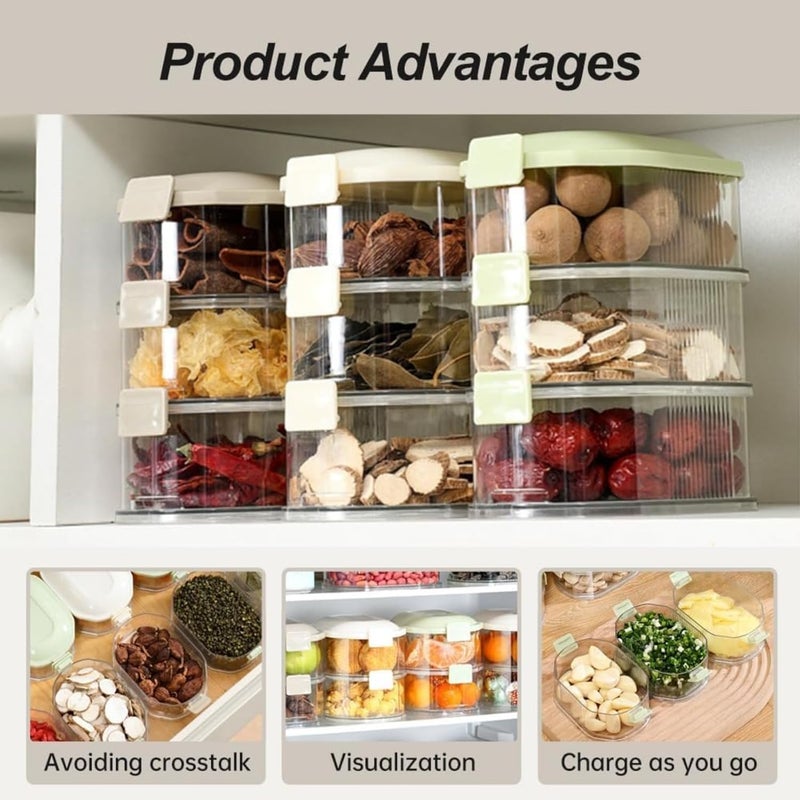WOX MOX WOX MOX Containers For Condiments 4Layer Storage Box Stackable Kitchen Condiment Jars With Lids Leak Proof And Food FreshKeeping Box For Fruit Snack And Spice Seasoning Storage Box 4 Layer  - Image 3