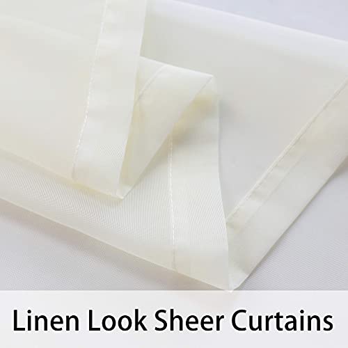 BONZER Waterproof Indoor/Outdoor Sheer Curtains for Patio - 2 Panels Wide Grommet Voile Curtains for Living Room, Bedroom, Porch, Pergola, Cabana, 100 x 108 inch, Beige - Image 4