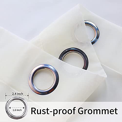 BONZER Waterproof Indoor/Outdoor Sheer Curtains for Patio - 2 Panels Wide Grommet Voile Curtains for Living Room, Bedroom, Porch, Pergola, Cabana, 100 x 108 inch, Beige - Image 3