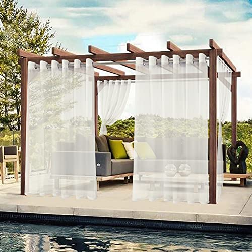 BONZER Waterproof Indoor/Outdoor Sheer Curtains for Patio - 2 Panels Wide Grommet Voile Curtains for Living Room, Bedroom, Porch, Pergola, Cabana, 100 x 108 inch, Beige - Image 5