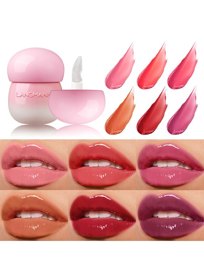 LANGMANNI Pudding Glow Lip Balm, Lipstick Long-Lasting Plumps Moisturizing Lip Gloss Lip Oil Mushroom Jar, Day And Night Lip Repair Hydrating Lip Mask Nourish And Hydrate Not Sticky Tinted Lip Balm - Image 3