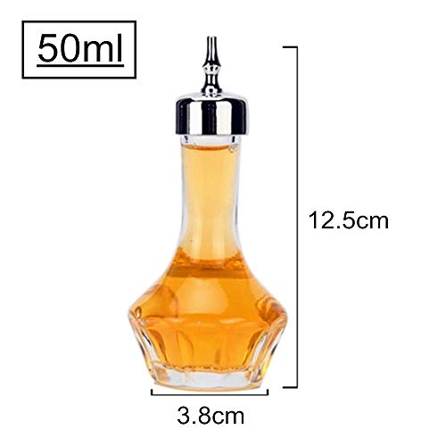 LINALL Bitters Bottle - 50ml Glass Dash Bottle with Stainless Steel Dasher Top, Professional Bar Tool for Making Cocktails (Sliver) - Image 2
