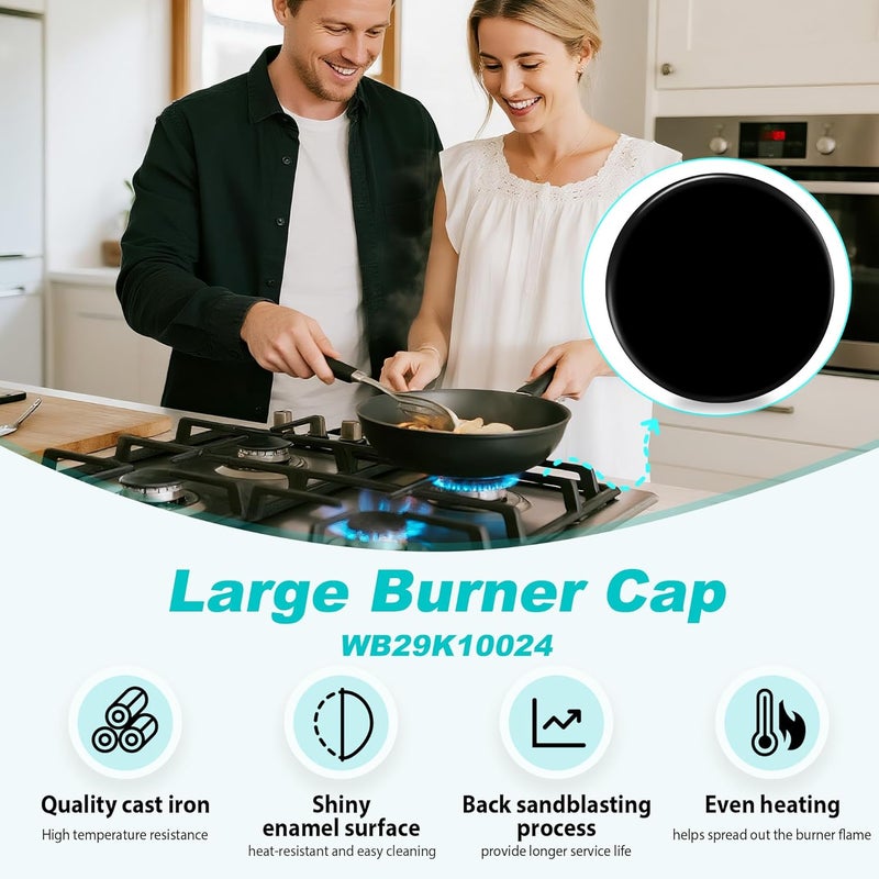 senkap New Upgraded WB29K10024 Range Surface Large Burner Cap Replacement for GE Gas Range/Stove/Oven/Cooktop,Burner Caps for Gas Stove,3.5 Inch Diameter (1PCS) - Image 5