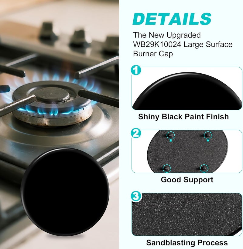 senkap New Upgraded WB29K10024 Range Surface Large Burner Cap Replacement for GE Gas Range/Stove/Oven/Cooktop,Burner Caps for Gas Stove,3.5 Inch Diameter (1PCS) - Image 4