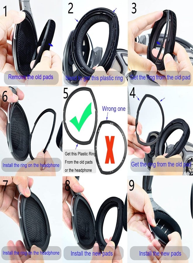 defean وسادات أذن HD700 - وسادات أذن بديلة من ديفين كؤوس رغوة مريحة متوافقة مع سماعات سنايزر HD700 HD 700 (وسادات أذن سوداء) - Image 4