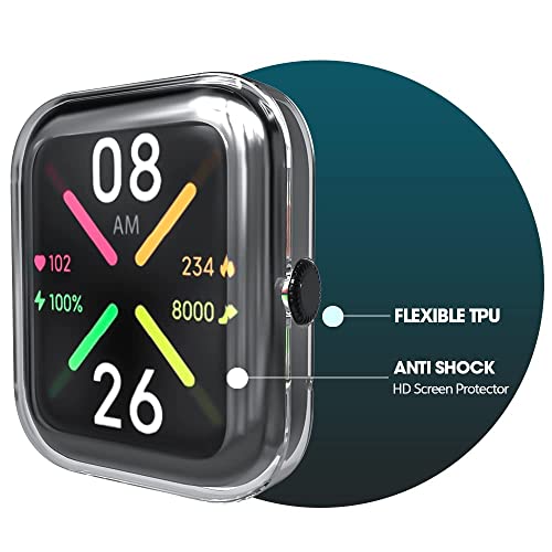 Sounce Watch Case Compatible for Noise Pulse Go Buzz Tempered Glass Screen Protector Clear Touch Sensitive Ultra Thin TPU Protective Cover - Transparent - Image 2