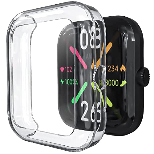 Sounce Watch Case Compatible for Noise Pulse Go Buzz Tempered Glass Screen Protector Clear Touch Sensitive Ultra Thin TPU Protective Cover - Transparent - Image 1