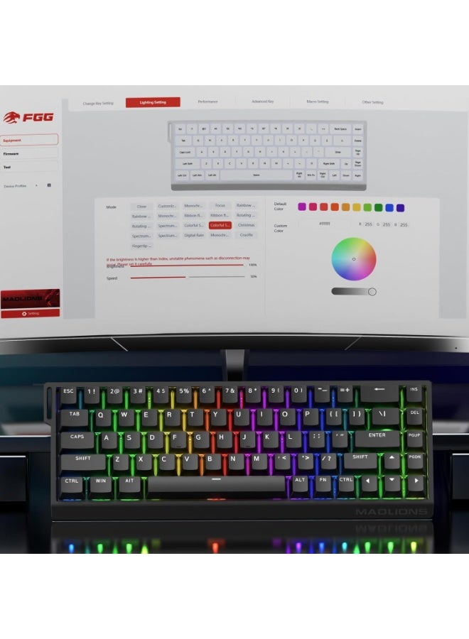 MADLIONS MAD 68 HE Magnetic Switch RGB Gaming Keyboard,65% Hall Effect Rapid Trigger Adjustable Actuation Hot Swap Wired Mechanical Keyboard with PBT Keycaps PC/Mac Gamer (Black) - Image 5