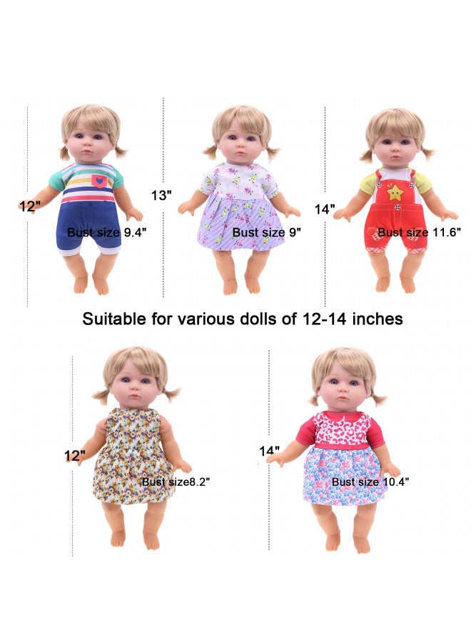 MLcnleS Alive Doll Clothes and Accessories - Baby Doll Dresses Fit for 12 13 14 14.5 Inch Girl Dolls, 6 Sets Doll Outfits Include Doll Dresses, Jumpsuit, Swimsuit Dolls Outfits for Girls Gifts - Image 2