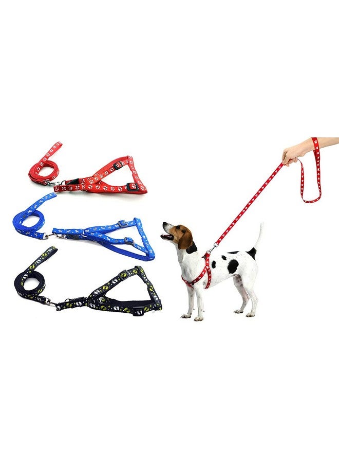 Puppy Adjustable 15Mm Nylon Harness And Leash Set | Attractive Print And Color Design Harness With Leash | Harness And Leash Set For Small & Medium Dogs - (Color May Vary, 0.5Inch) - Image 1