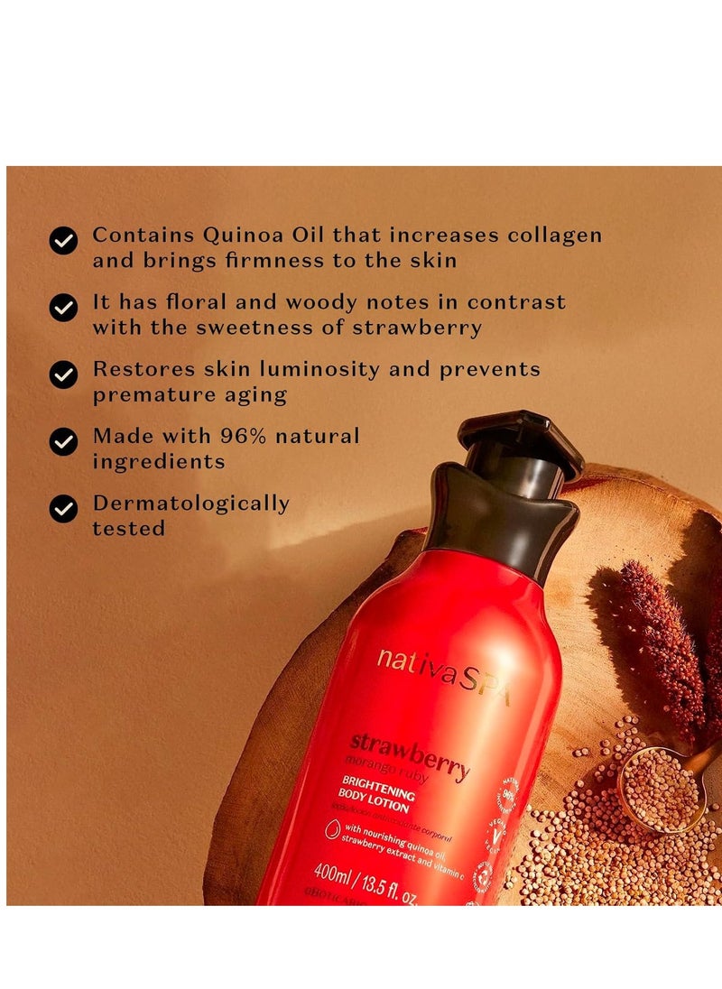 NATIVA SPA O BOTICÁRIO - Nativa SPA by O Boticário, Ruby Strawberry Antioxidant Body Lotion, Brightening Vitamin C and Nourishment for Radiant Skin, 13.5 Ounce - Image 1
