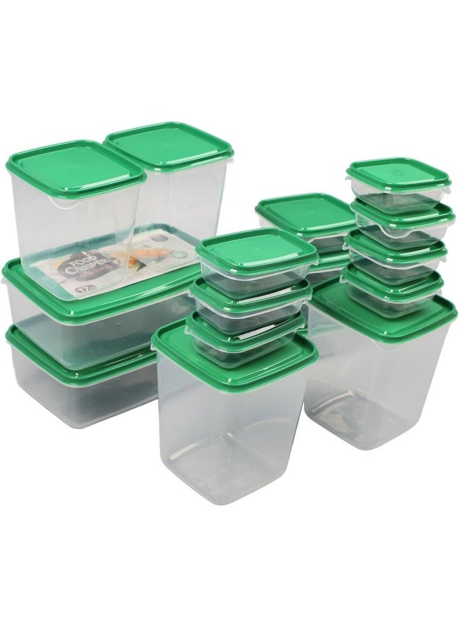 17-Piece Food Storage Container Set with Green Lids - Image 1
