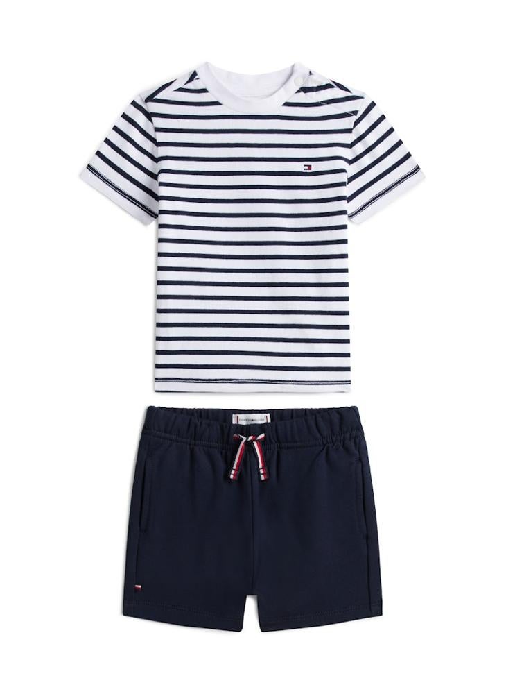 TOMMY HILFIGER Essential Stripe T-Shirt And Shorts Set - Image 1