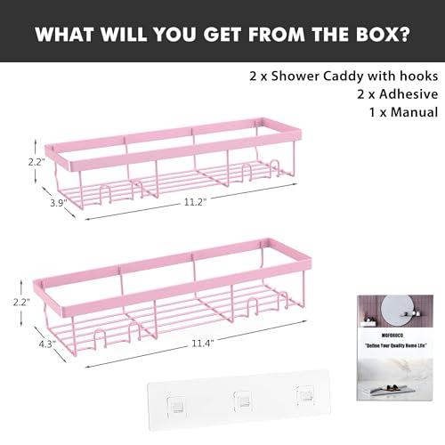 Moforoco Shower Caddy Shelf Organizer Rack, Self Adhesive Black Bathroom Shelves Basket, Home Farmhouse Wall Inside Organization and Storage Decor Rv Accessories, First Camper Apartment Essentials - Image 2