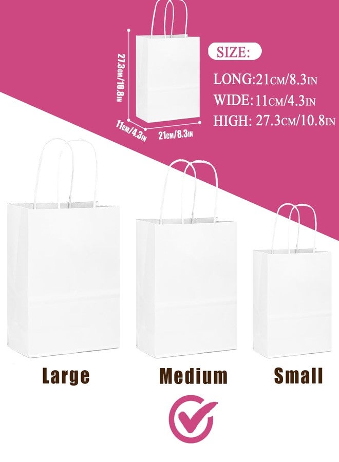 qiqee 30-Packs White Gift Bags with Handles Bulk 10.8"x8.3"x4.3" Medium Size Paper Bags Multiple Uses (Medium Size) - Image 4