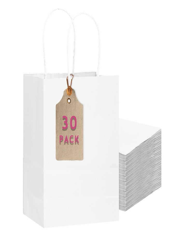 qiqee 30-Packs White Gift Bags with Handles Bulk 10.8"x8.3"x4.3" Medium Size Paper Bags Multiple Uses (Medium Size) - Image 1