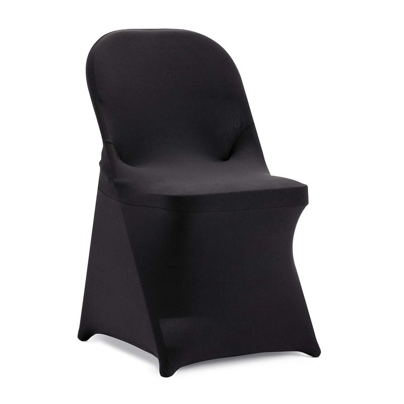 Howhic Folding Chair Covers for Party  12pcs Black Universal Spandex Fitted Chair Covers for Wedding Banquet Conference