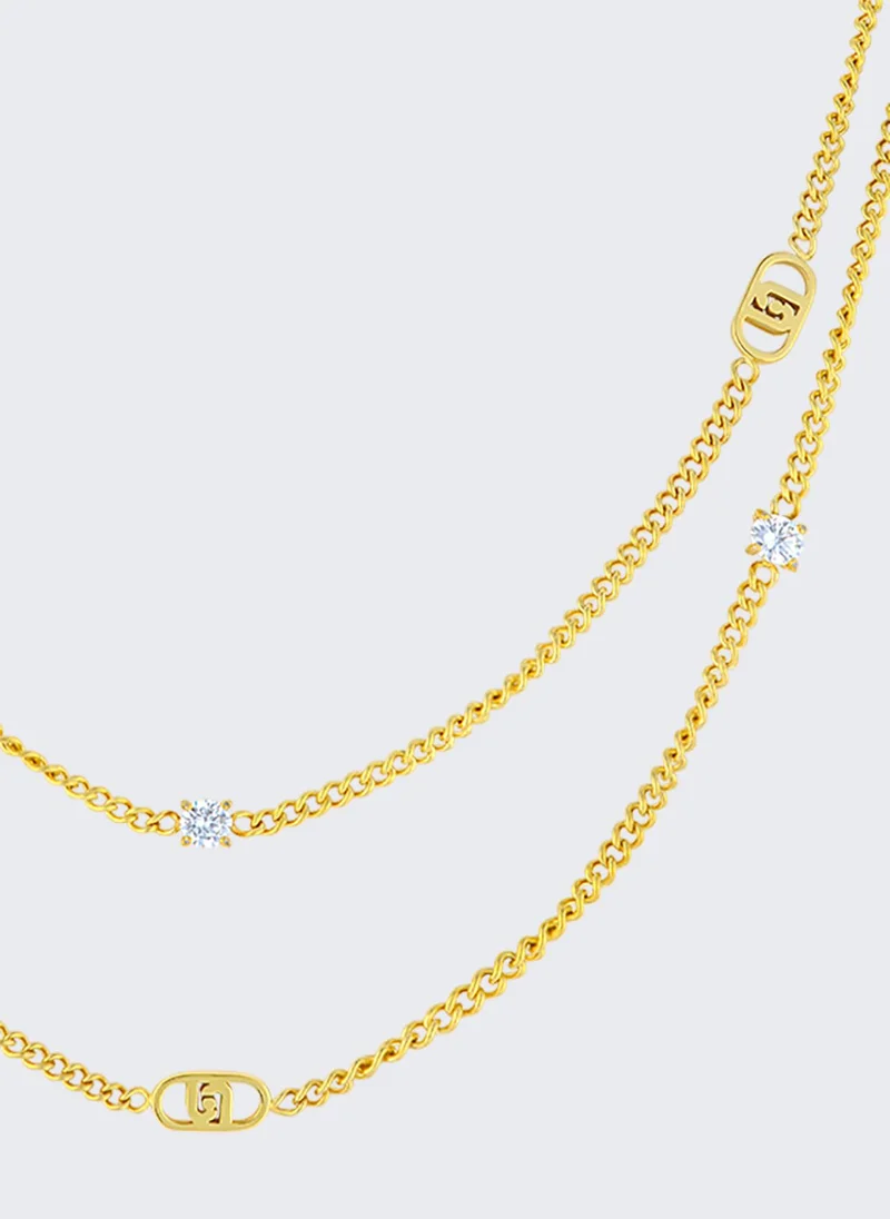 ليو جو عقد مزين بكريستالات وشعار الماركة