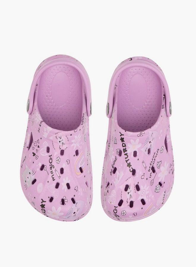 Aqua Girls Printed Clogs with Backstrap - Image 3