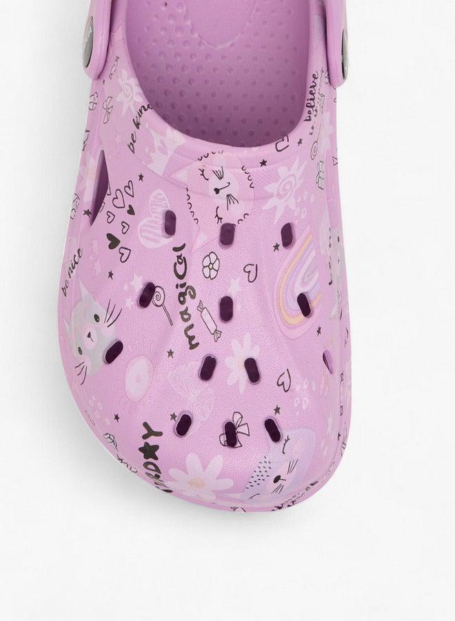 Aqua Girls Printed Clogs with Backstrap - Image 4