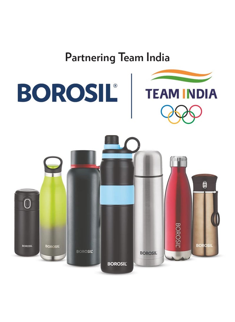 BOROSIL Borosil Hydra Aquasoul Black 600 ml Stainless Steel Water Bottle | Double Wall Vacuum Insulated Flask, Leakproof, Wide Mouth with Strap | 12 Hours Hot & Cold | 1 Year Warranty  - Image 5