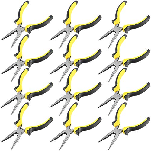 ZEONHAK 12 Pack 6 Inch Needle Nose Pliers with Wire Cutter and Spring, Non-Slip and Comfortable Handle Design for Bending Wire, Handcraft, Electronic Product Repair - Image 1