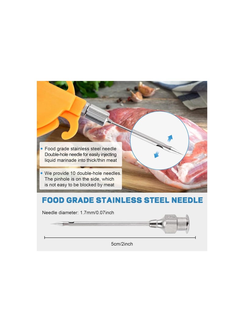 Meat Injector Gun Pump with Hose, 70W Electric Marinade Injector Meat Syringe Double Gun with 10 Stainless Steel Needle for Roast Turkey, Pork, Beef (Double Gun)  - Image 2