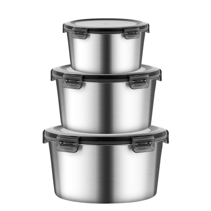 MAX COOK MAXCOOK 316L Stainless Steel Food Storage Containers with Lids 20oz 34oz 71oz Airtight Metal Meal Prep ContainersBento Lunch Box for Kitchen Picnic Camping600 ml 1000 ml 2100 ml - Image 2