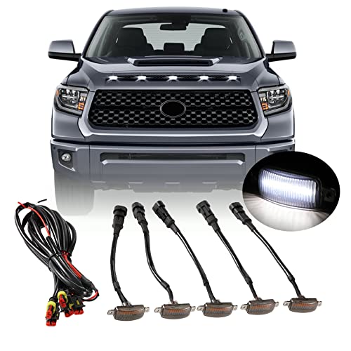 YUNHECAM Front Grille LED Lights for Toyota Tundra 2008up Universal Trucks SUV with Raptor Style Grill Trim White DRL Lamps for Dodge Ram/Ford F150/ Jeep Gladiator/GMC Sierra/Chevrolet Silverado/ (5PCS) - Image 1