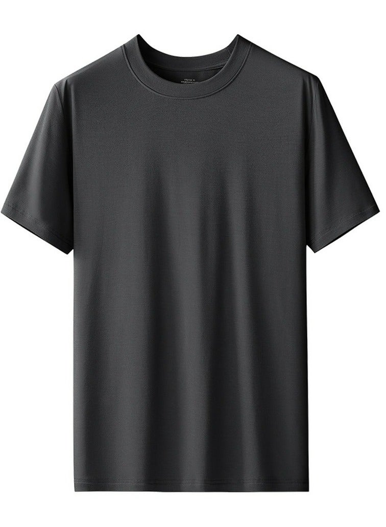 Loquat Men's Solid Color Classic Short Sleeve Crew Neck T-Shirt Black 
