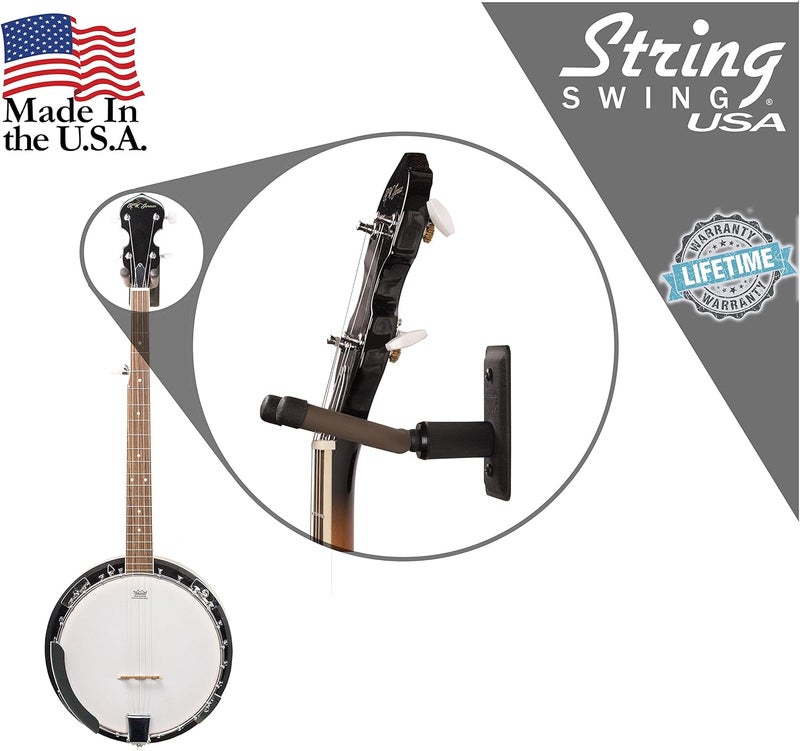 String Swing BCC11B Metal Home & Studio Wall Mount Banjo Hanger - Black - Image 4