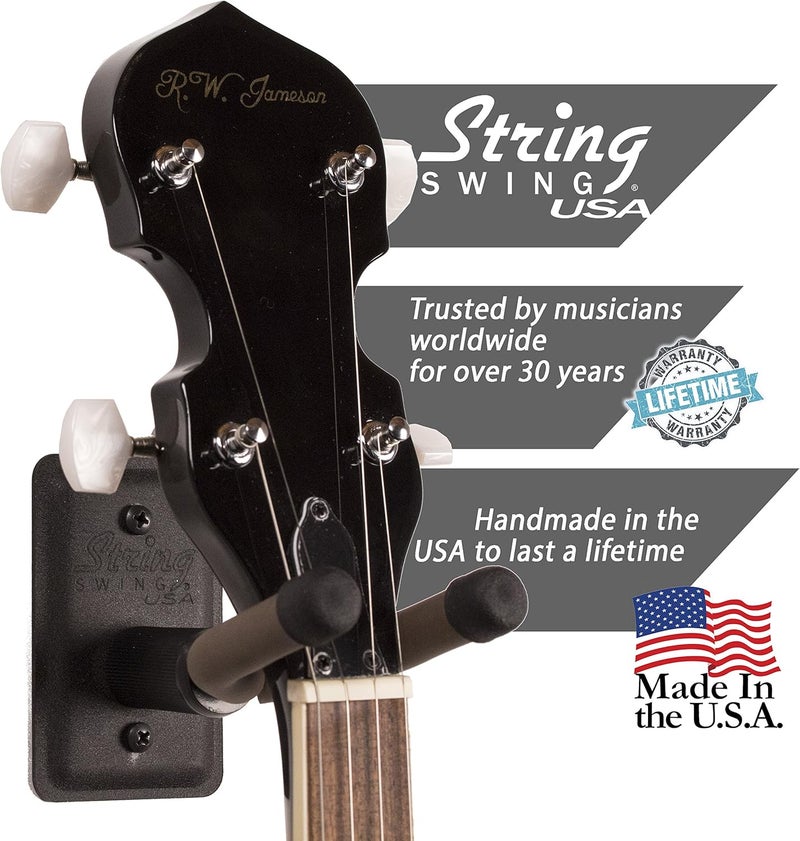 String Swing BCC11B Metal Home & Studio Wall Mount Banjo Hanger - Black - Image 3