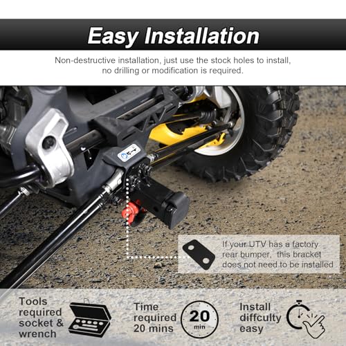 ROMELACK 2” Rear Receiver Trailer Hitch No Drill Compatible with Can Am Maverick R/Max All Models 2024-2026 - Image 5